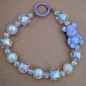 Purple Bead With Bear Phone Charm